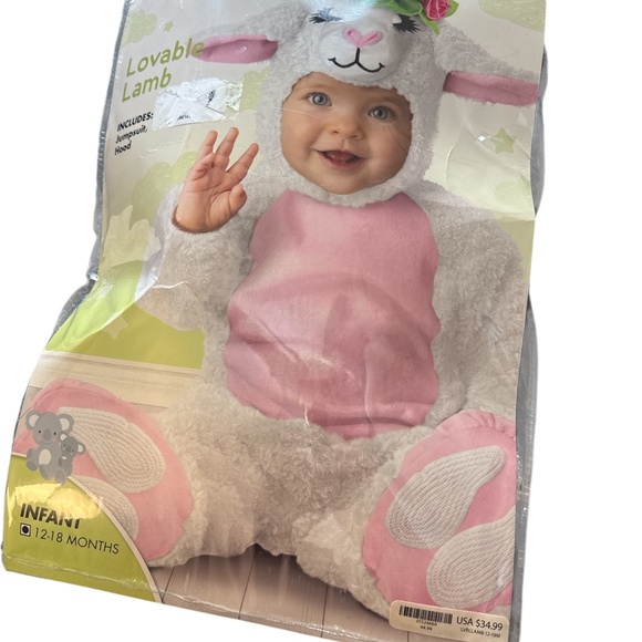 Lovable Lamb Infant Costume Spirit Halloween Baby White Sheep 12-18 Months - Picture 2 of 7